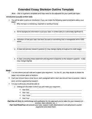 skeleton essay outline