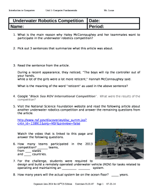 Underwater Robotics Competition