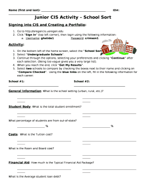 Junior CIS Activity School Sort