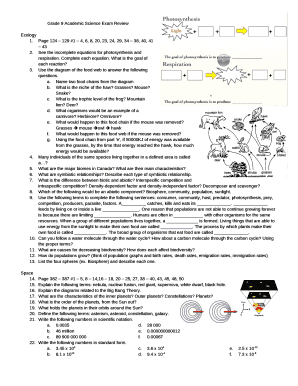 Grade 9 Academic Science Exam Review