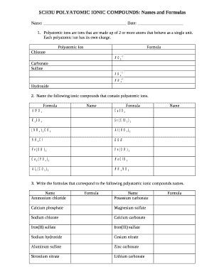 Ionic Compounds With Polyatomic Ions Worksheets