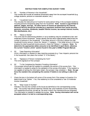 INSTRUCTIONS FOR COMPLETING SURVEY FORM