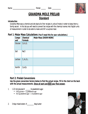 GRANDMA MOLE PRELAB
