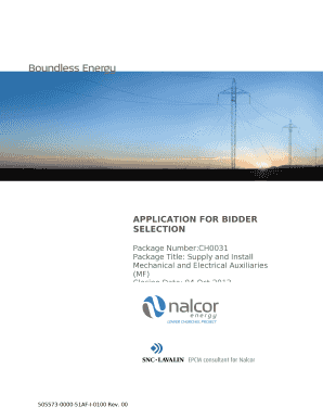 Instructions to Applicants for BIDDER SELECTION
