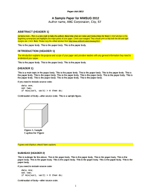 A Sample Paper for MWSUG 2012