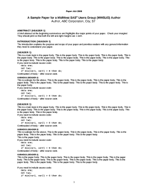 A Sample Paper for a MidWest SAS Users Group (MWSUG) Author