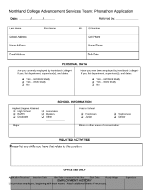 Northland College Advancement Services Team: Phonathon Application