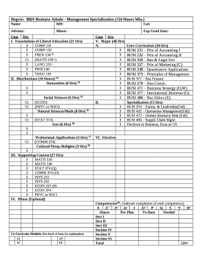 Degree:BBA Business Admin - Management Specialization (124 Hours Min