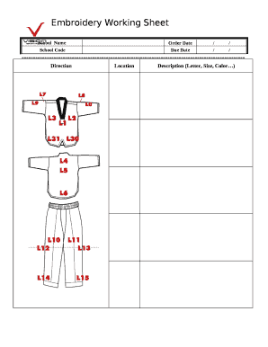 Embroidery Working Sheet