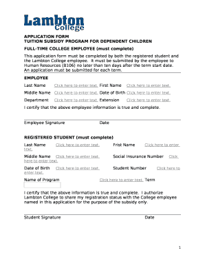 Tuition Subsidy Program for Dependent Children