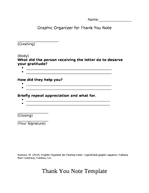 Graphic Organizer for Thank You Note