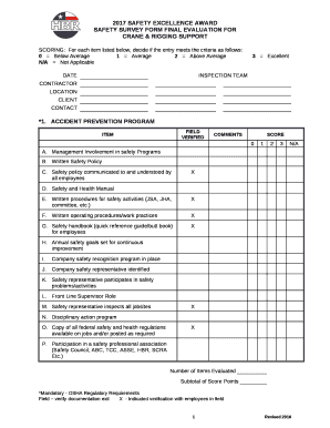 SAFETY SURVEY FORM FINAL EVALUATION FOR