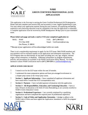 A complete application must be received by NARI Headquarters 30 days prior to your scheduled exam