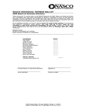 NASCO INDIVIDUAL MEMBER BALLOT