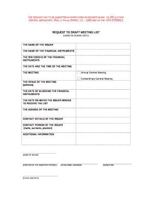 REQUEST TO DRAFT MEETING LIST