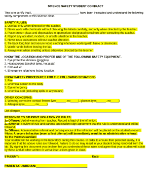 SCIENCE SAFETY STUDENT CONTRACT This is to certify that I ...