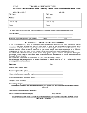A22-7TRAVEL AUTHORIZATION