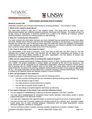 PARTICIPANT INFORMATION STATEMENT
