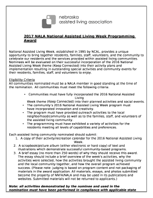 2017 NALA National Assisted Living Week Programming Award