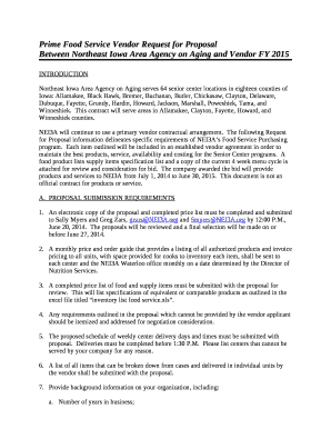 Prime Food Service Vendor Request for Proposal