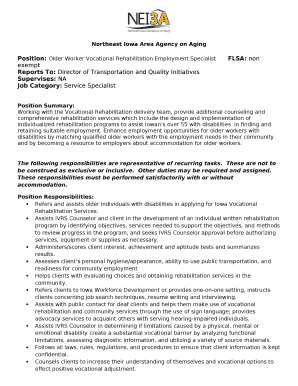 Position: Older Worker Vocational Rehabilitation Employment SpecialistFLSA: non exempt