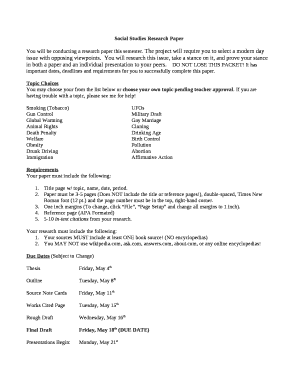 Social Studies Research Paper