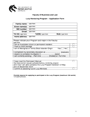 Lucy Mentoring Program Application Form