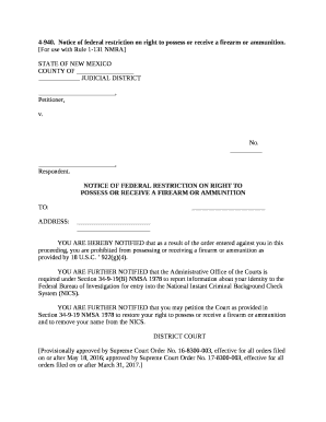 Notice of federal restriction on right to possess or receive a firearm or ammunition