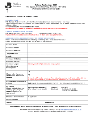 EXHIBITION STAND BOOKING FORM
