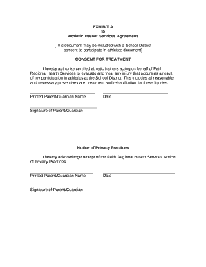 Athletic Trainer Services Agreement
