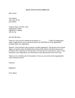 REJECTION LETTER TEMPLATE