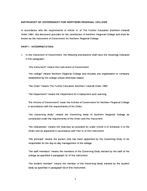 INSTRUMENT OF GOVERNMENT FOR NORTHERN REGIONAL COLLEGE