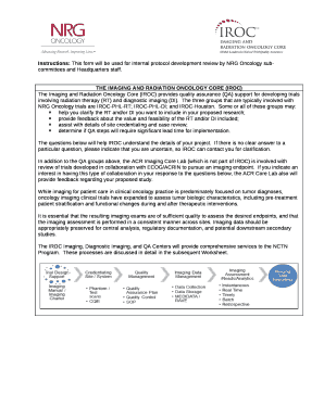 Instructions: This form will be used for internal protocol development review by NRG Oncology sub-committees and Headquarters staff