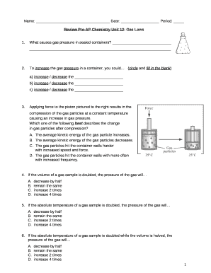 Review Pre-AP Chemistry Unit 12: Gas Laws