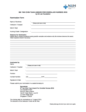 9th TAN CHIN TUAN AWARD FOR ENROLLED NURSES 2015