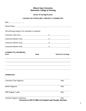 CHANGE OF SCHOLARLY PROJECT COMMITTEE