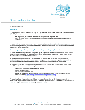 The objectives, levels, type and amount of supervision required, and