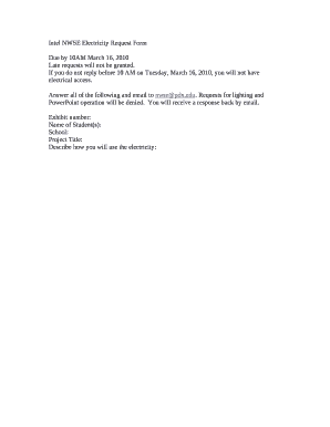 Intel NWSE Electricity Request Form