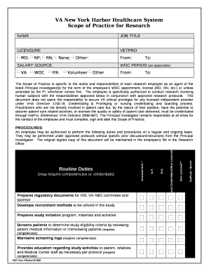 Scope of Practice for Research