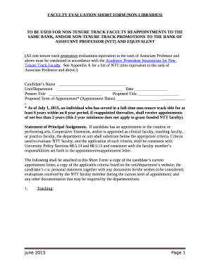 TO BE USED FOR NON-TENURE TRACK FACULTY REAPPOINTMENTS TO THE SAME RANK, AND/OR NON-TENURE TRACK PROMOTIONS TO THE RANK OF ASSISTANT PROFESSOR (NTT) AND EQUIVALENT