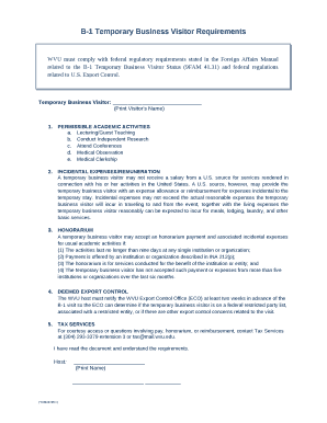 B-1 Temporary Business Visitor Requirements