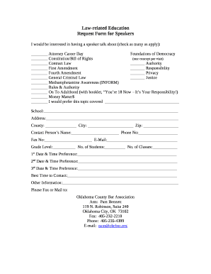 Request for Speakers template