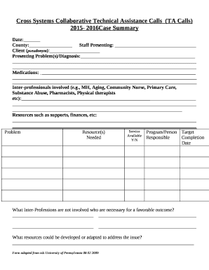 Cross Systems Collaborative Technical Assistance Calls(TA Calls)