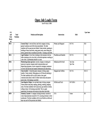 Open Job Leads Form