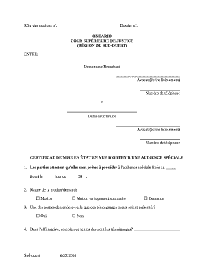 Rle des motions no: Dossier no: