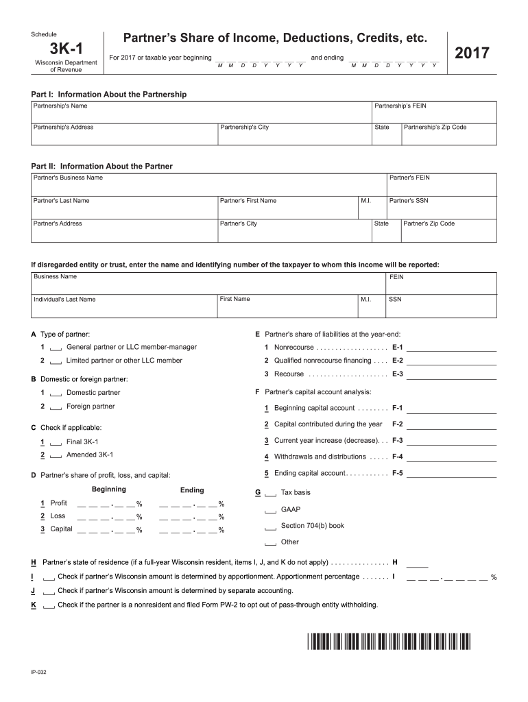 wisconsin 3k 1 2017-2019 form Preview on Page 1