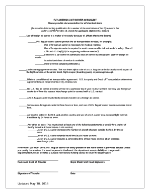 Please provide documentation for all checked items
