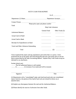 PETTY CASH FUND REPORT