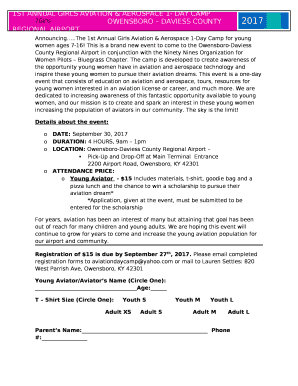 The 1st Annual Girls Aviation & Aerospace 1-Day Camp for young women ages 7-16