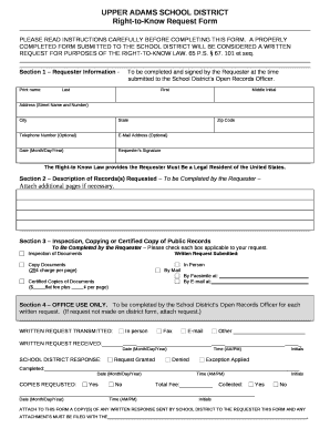 Right to Know Request Form - Upper Adams School District